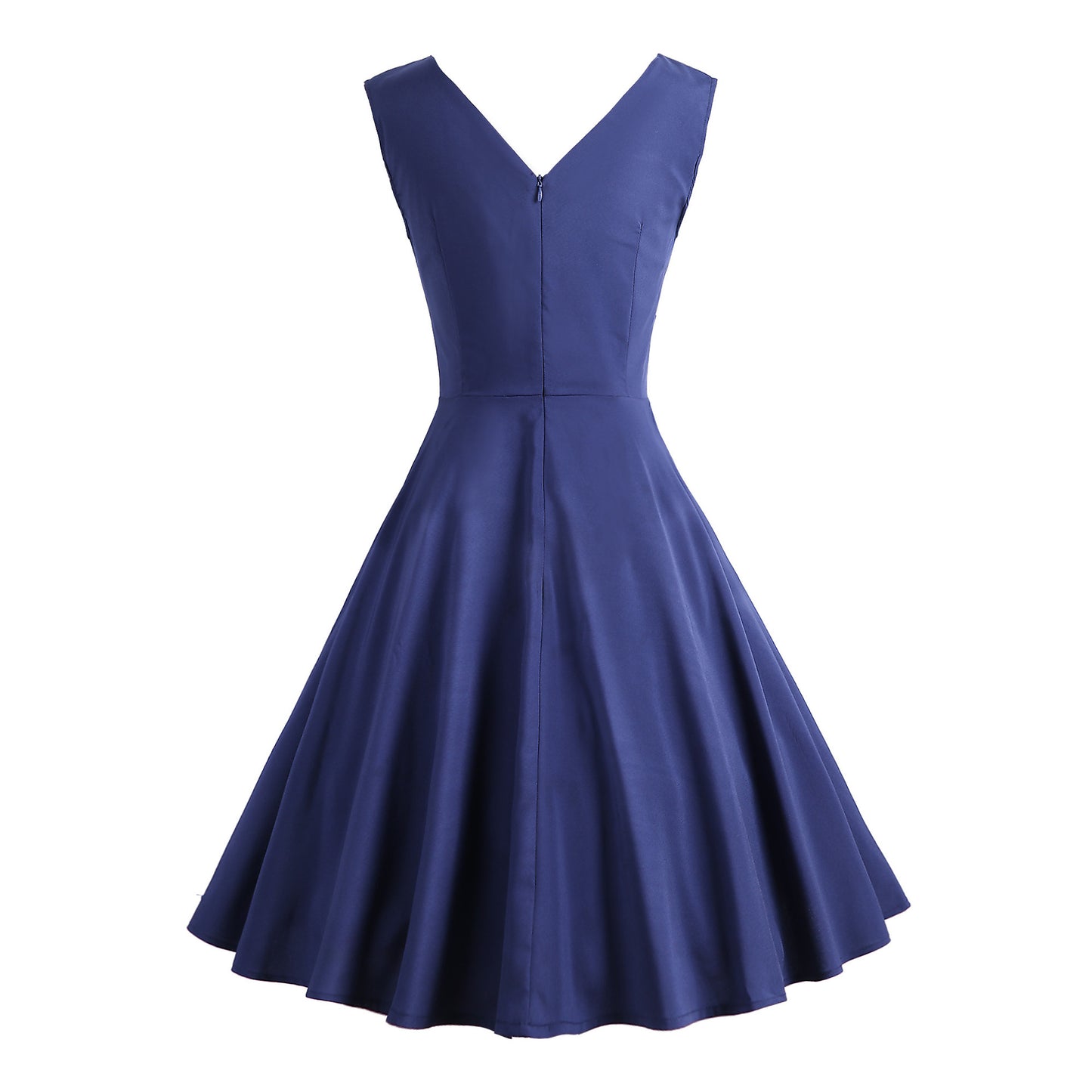 1950S Blue and Pink Paisley Print V-Neck Sleeveless Vintage Dress
