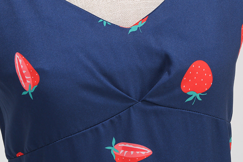 1950s Light Blue Floral Print Sleeveless Vintage Dress