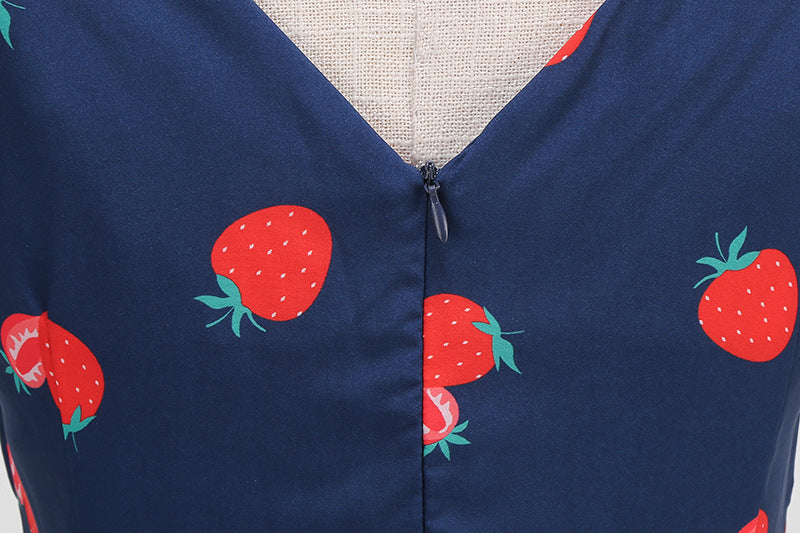 1950s Light Blue Floral Print Sleeveless Vintage Dress