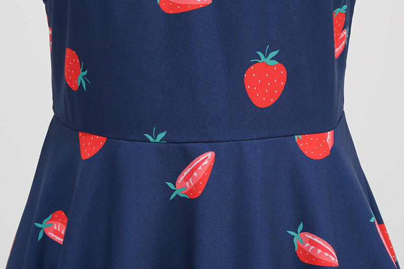 1950s Light Blue Floral Print Sleeveless Vintage Dress