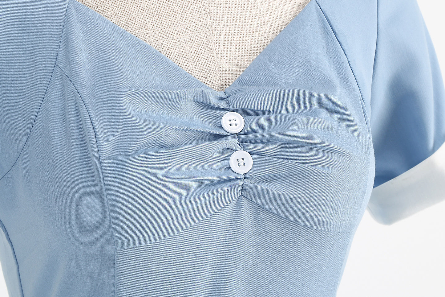 1950S Yellow Bowknot Belted Short Sleeve Vintage Dress