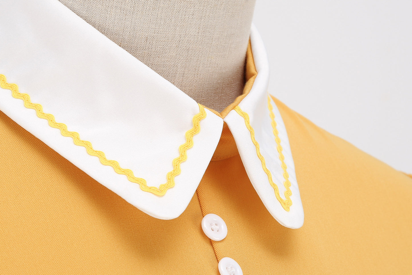 1950S Yellow Retro Patchwork Belted Short Sleeve Vintage Dress