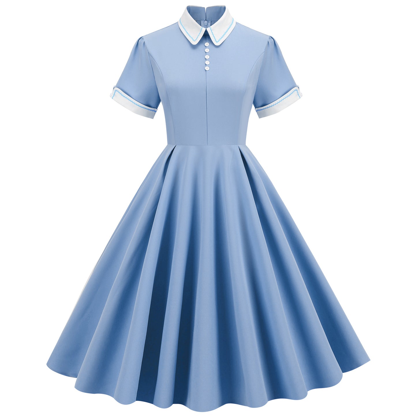 1950S Yellow Retro Patchwork Belted Short Sleeve Vintage Dress