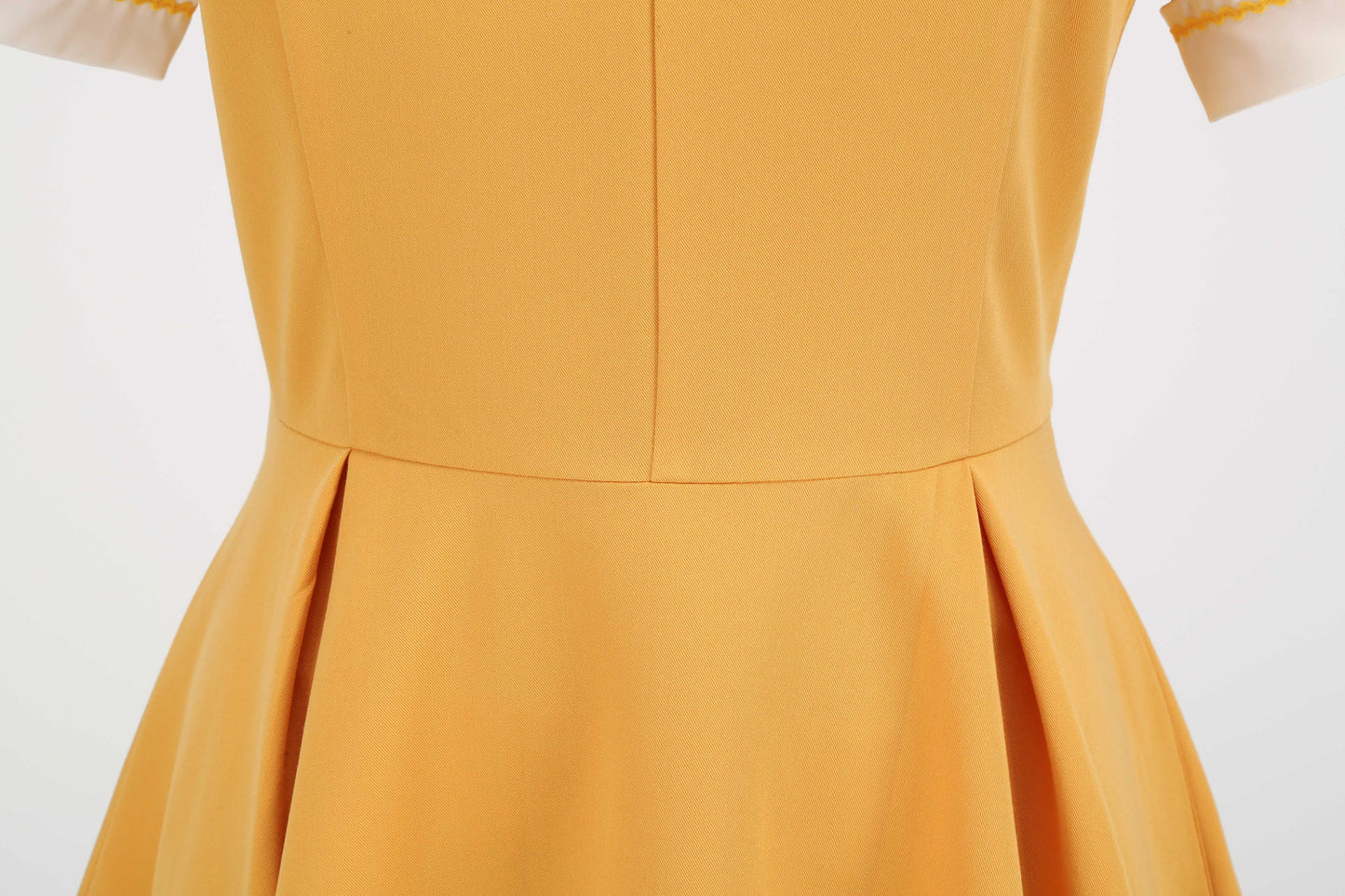 1950S Yellow Retro Patchwork Belted Short Sleeve Vintage Dress