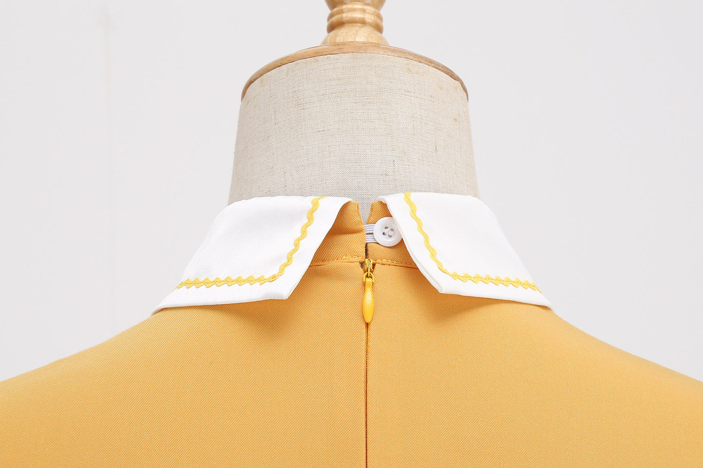 1950S Yellow Retro Patchwork Belted Short Sleeve Vintage Dress