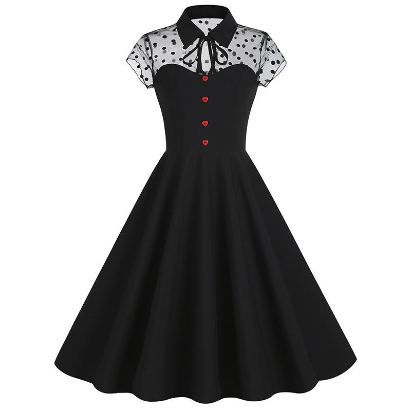 1950S Mesh gothic retro style tailoring popular retro 50S Vintage Dress