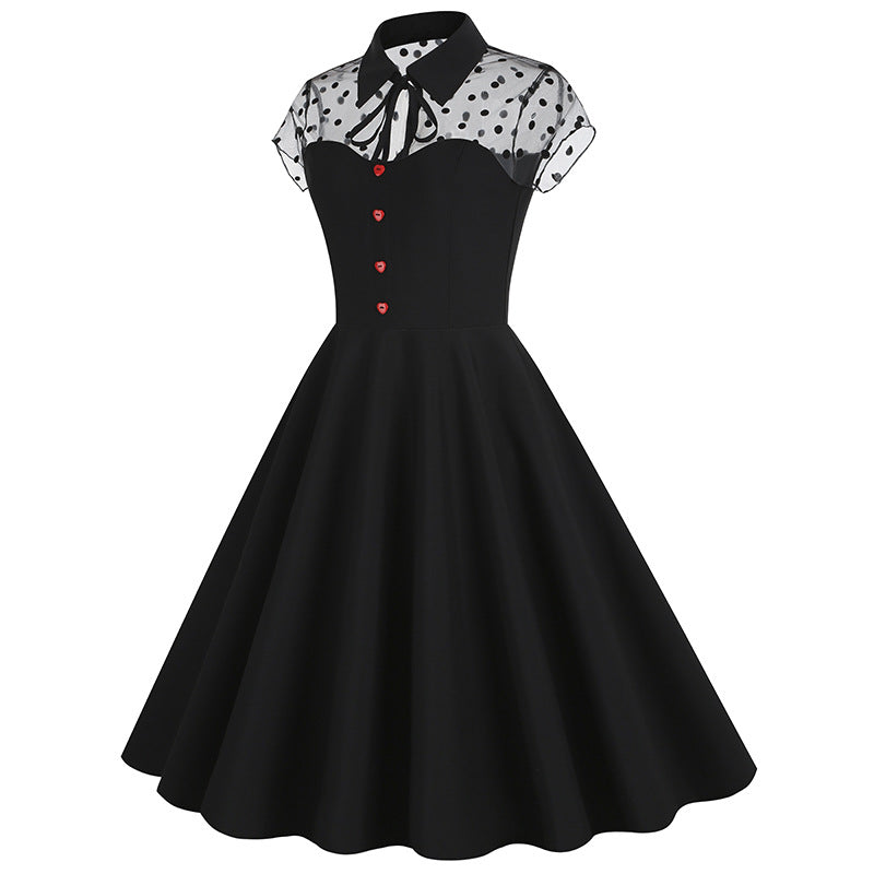 1950S Mesh gothic retro style tailoring popular retro 50S Vintage Dress