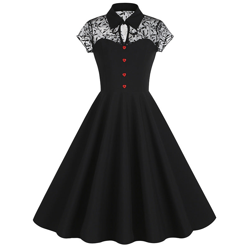 1950S Mesh gothic retro style tailoring popular retro 50S Vintage Dress