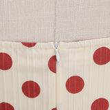 1950S Apricot and Red Polka Dot Spaghetti Strap Vintage Dress
