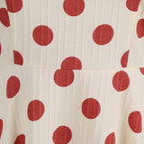 1950S Apricot and Red Polka Dot Spaghetti Strap Vintage Dress