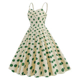 1950S Apricot and Red Polka Dot Spaghetti Strap Vintage Dress