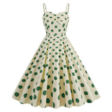 1950S Apricot and Red Polka Dot Spaghetti Strap Vintage Dress