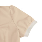 1950S Beige Retro Button-Up Short Sleeve Vintage Dress