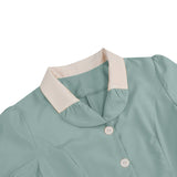 1950S Beige Retro Button-Up Short Sleeve Vintage Dress