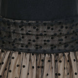 1950S Black and Beige Retro Polka Dot Long Sleeve Belted Vintage Dress