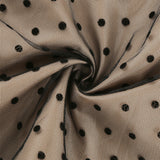 1950S Black and Beige Retro Polka Dot Long Sleeve Belted Vintage Dress