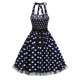 1950S Black and White Polka Dot Halter Neck Vintage Dress