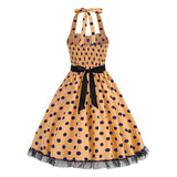 1950S Black and White Polka Dot Halter Neck Vintage Dress