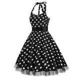 1950S Black and White Polka Dot Halter Neck Vintage Dress