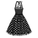 1950S Black and White Polka Dot Halter Neck Vintage Dress