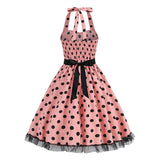 1950S Black and White Polka Dot Halter Neck Vintage Dress