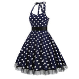 1950S Black and White Polka Dot Halter Neck Vintage Dress