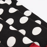 1950S Black and White Polka Dot Strapless Vintage Dress with Red Bow and Ruffle Trim