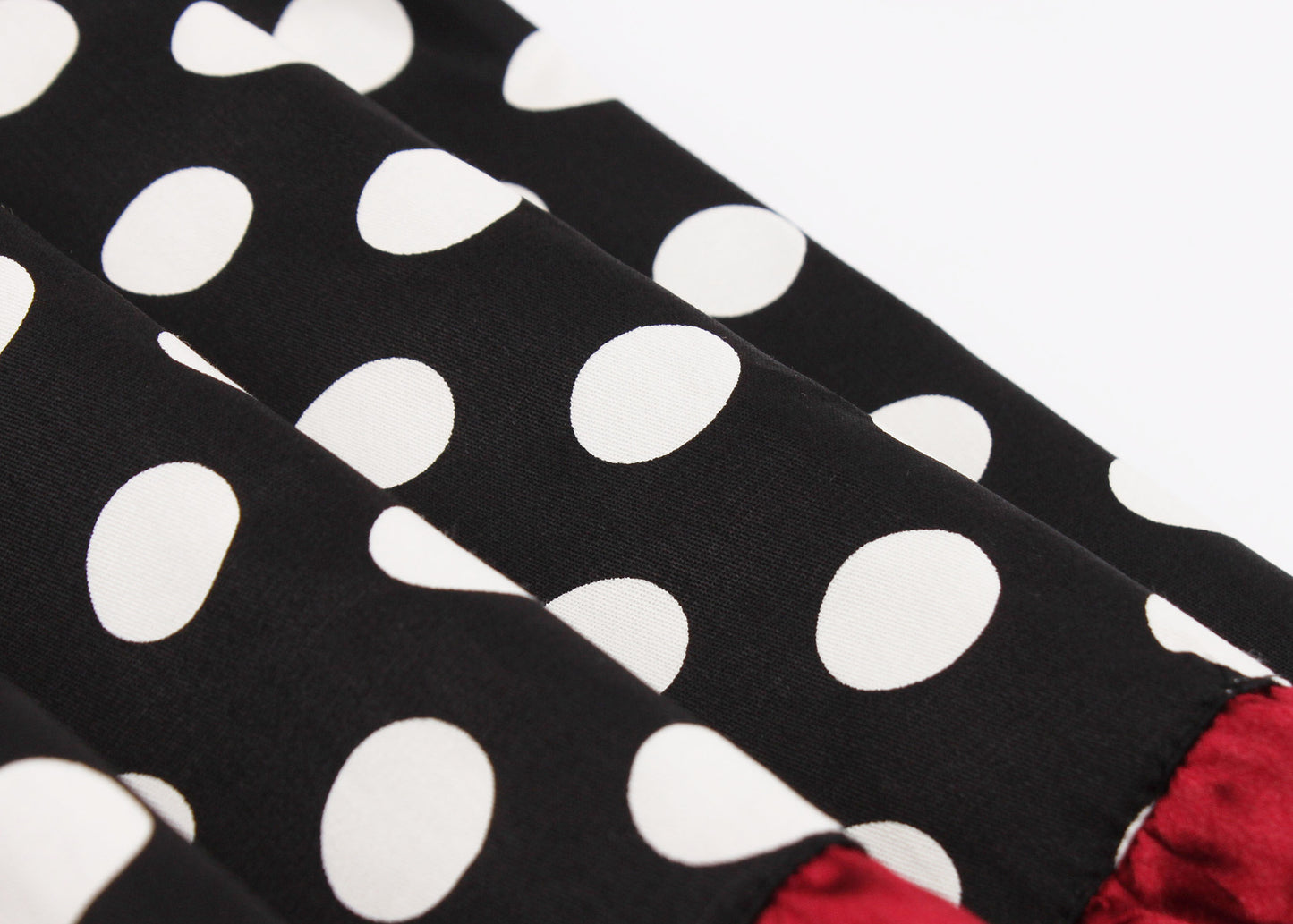 1950S Black and White Polka Dot Strapless Vintage Dress with Red Bow and Ruffle Trim