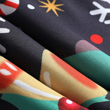 1950s Black Halter Christmas Print Vintage Dress with Santa and Snowflake Patterns