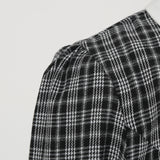 1950S Black Plaid Peter Pan Collar Belted 3/4 Sleeve Vintage Dress
