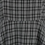 1950S Black Plaid Peter Pan Collar Belted 3/4 Sleeve Vintage Dress