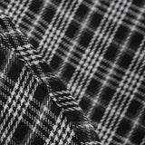 1950S Black Plaid Peter Pan Collar Belted 3/4 Sleeve Vintage Dress