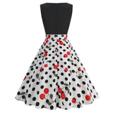 1950S Black Sleeveless Retro Sunflower Print Vintage Dress