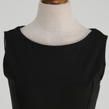 1950S Black Sleeveless Retro Sunflower Print Vintage Dress