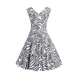 1950S Blue and Pink Paisley Print V-Neck Sleeveless Vintage Dress