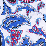1950S Blue and Pink Paisley Print V-Neck Sleeveless Vintage Dress