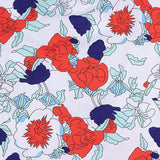 1950S Blue and Pink Paisley Print V-Neck Sleeveless Vintage Dress