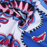 1950S Blue and Pink Paisley Print V-Neck Sleeveless Vintage Dress