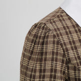 1950S Brown Plaid Peter Pan Collar 3/4 Sleeve Vintage Dress
