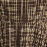 1950S Brown Plaid Peter Pan Collar 3/4 Sleeve Vintage Dress