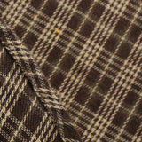 1950S Brown Plaid Peter Pan Collar 3/4 Sleeve Vintage Dress