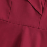 1950S Burgundy Off-Shoulder Retro Pleated Vintage Dress