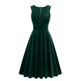 1950S Burgundy Velvet Sleeveless Vintage Dress
