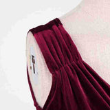 1950S Burgundy Velvet Sleeveless Vintage Dress