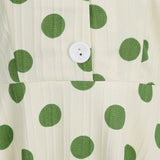 1950S Cream Retro Red Polka Dot Buttoned Short Sleeve Vintage Dress