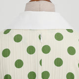 1950S Cream Retro Red Polka Dot Buttoned Short Sleeve Vintage Dress