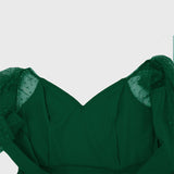 1950S Emerald Green Retro Lace Sleeve V-Neck Vintage Dress