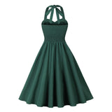 1950S Lavender and White Halter Neck Pocket Vintage Dress