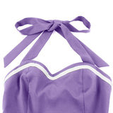 1950S Lavender and White Halter Neck Pocket Vintage Dress