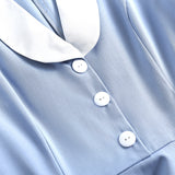 1950S Light Blue Retro Belted Short Sleeve Vintage Dress
